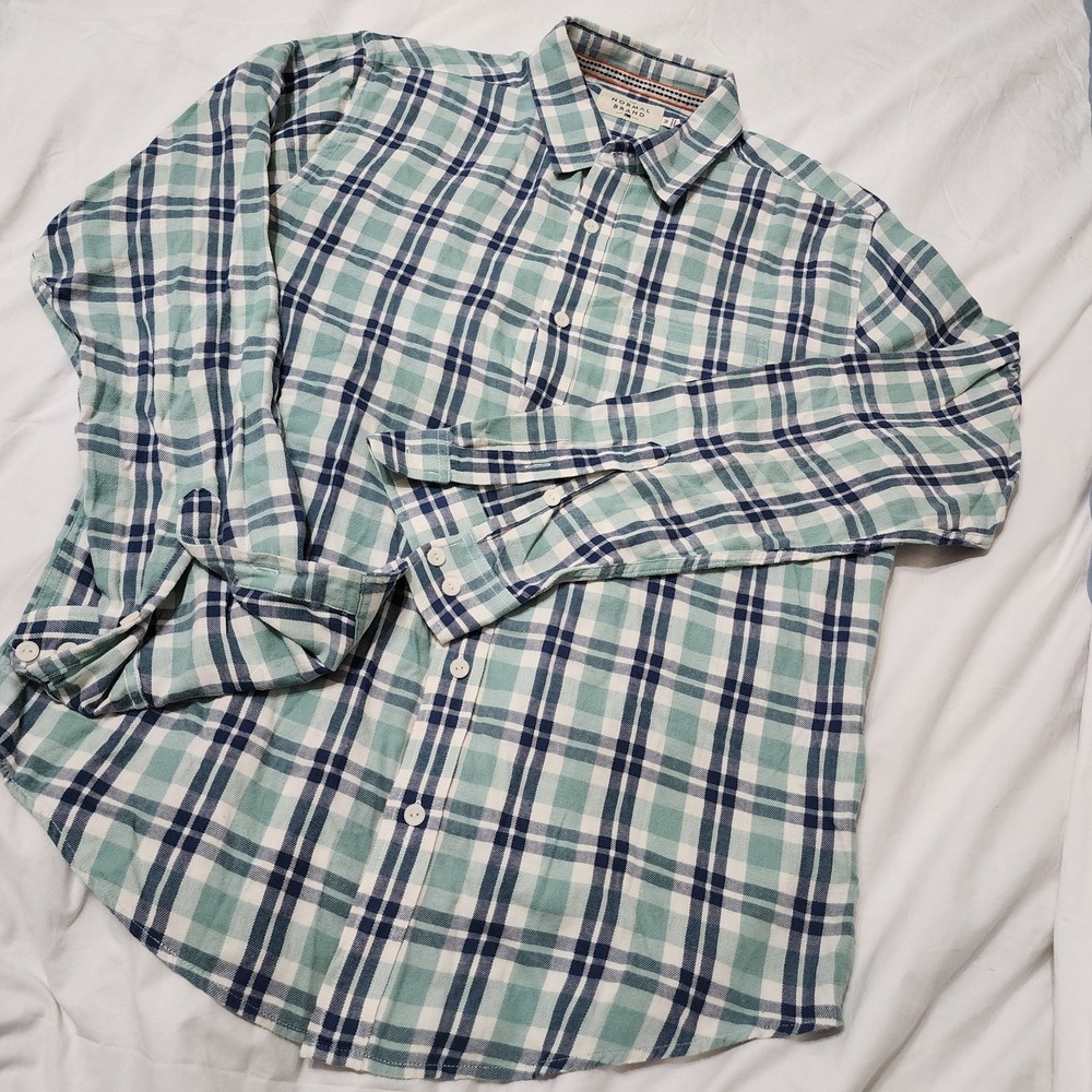 Mens The Normal Brand Flannel Shirt Medium Plaid Button Up LS Lightweight